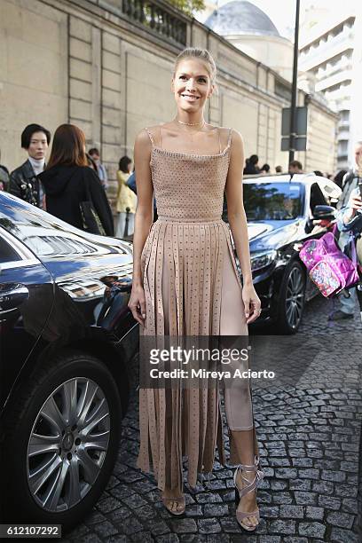 Elena Perminova attends the Valentino show as part of the Paris Fashion Week Womenswear Spring/Summer 2017 on October 2, 2016 in Paris, France.