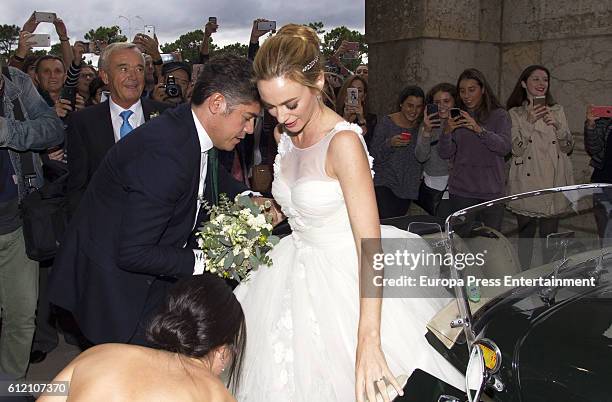 Marta Hazas attends her wedding ceremony at Palacio de la Magdalena on October 1, 2016 in Santander, Spain.