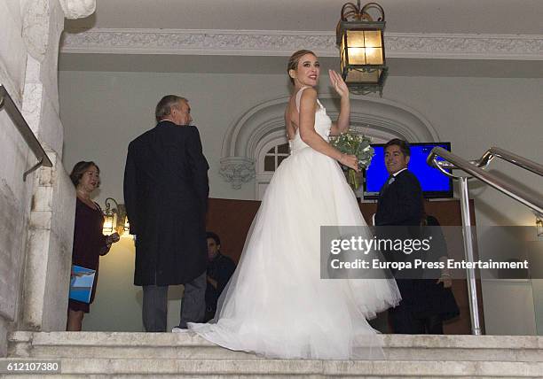 Marta Hazas attends her wedding ceremony at Palacio de la Magdalena on October 1, 2016 in Santander, Spain.