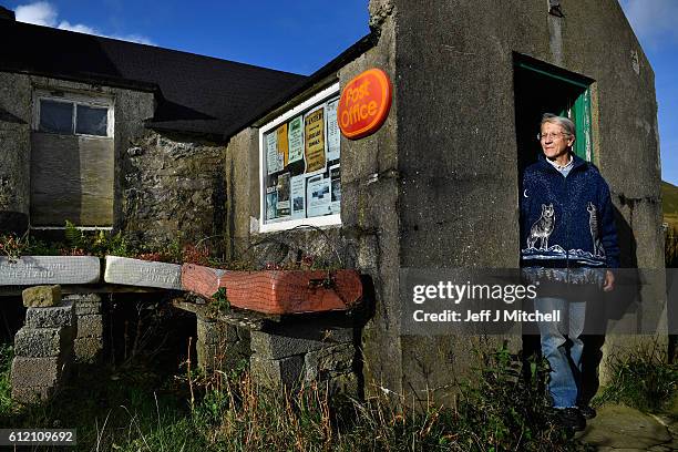 Post mistress Sheila Gear, working in the Island of Foula Post Office on September 30, 2016 in Foula, Scotland. Foula is the remotest inhabited...