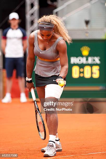 Serena Williams the EEUU against Shuai Peng during the Mutua Madrid Open Masters 1.000 tennis tournament played at the Caja Magica complex in Madrid,...