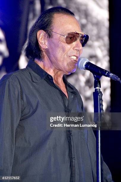 Roman singer Antonello Venditti performs during his live concert at Palapartenope with his "Tortuga Tour". Antonello Venditti is an Italian singer...