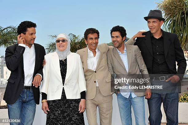 Rachid Bouchareb, Jamel Debbouze, Roschdy Zem, Sami Bouajila and Chafia Boudraa at the photo call for ?Outside Of The Law? during the 63rd Cannes...