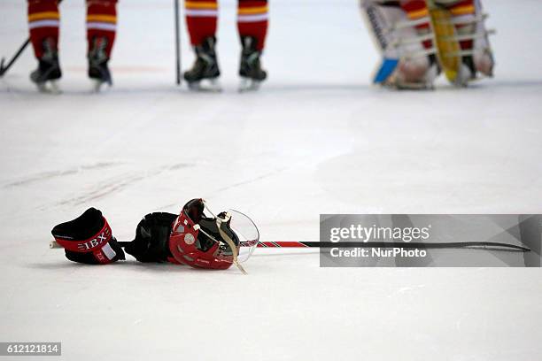 Match between Mexico and China, corresponding to the third day of Group B of the World Ice Hockey match at the Ice Pavilion Jaca, on April 7, 2014....