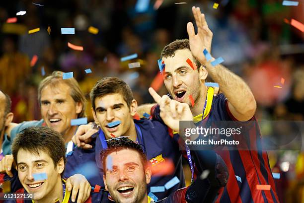 May- SPAIN: FC Barcelona players celebration in the final game of the Euroleague Final FourRink Hockey between FC Porto and FC Barcelona played at...