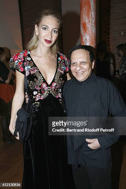 Sabine Getty and Azzedine Alaia attend the private Dinner hosted by Surface Magazine And Azzedine Alaia Private Dinner as part of Paris Fashion Week...