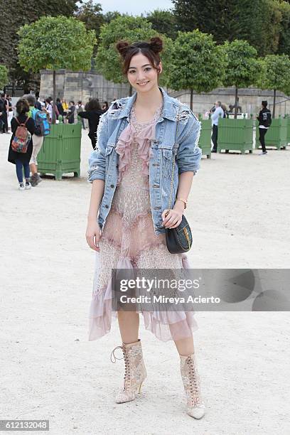 Actress Aggie Hsieh attends the Carven show as part of the Paris Fashion Week Womenswear Spring/Summer 2017 on September 29, 2016 in Paris, France.