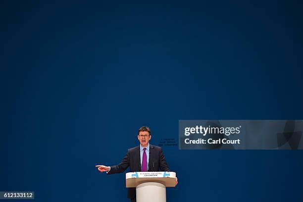 Secretary of State for Business, Energy and Industrial Strategy, Greg Clark, delivers a speech about the economy on the second day of the...