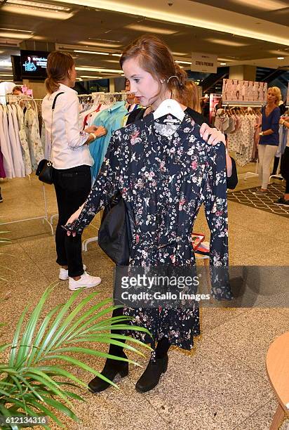 Woman trying out the Modelle dress during Slow Fashion Week on October 02, 2016 at PGE Narodowy in Warsaw, Poland. The event presents the latest...