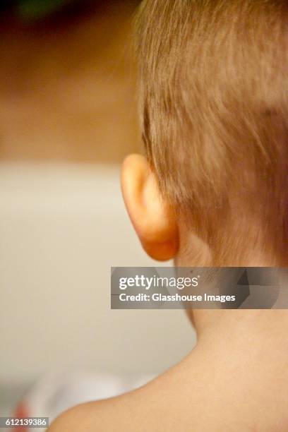 young boy in bathtub, rear view - hairs on back of neck stock pictures, royalty-free photos & images