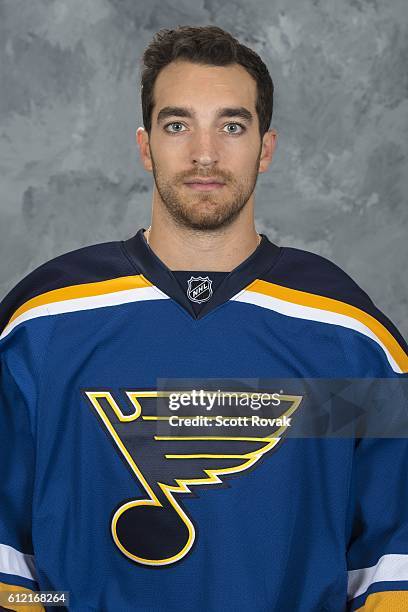 Kenny Agostino of the St. Louis Blues poses for his official headshot for the 2016-2017 season on September 22, 2016 in St. Louis, Missouri.