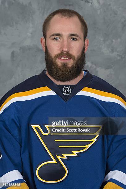 Landon Ferraro of the St. Louis Blues poses for his official headshot for the 2016-2017 season on September 22, 2016 in St. Louis, Missouri.