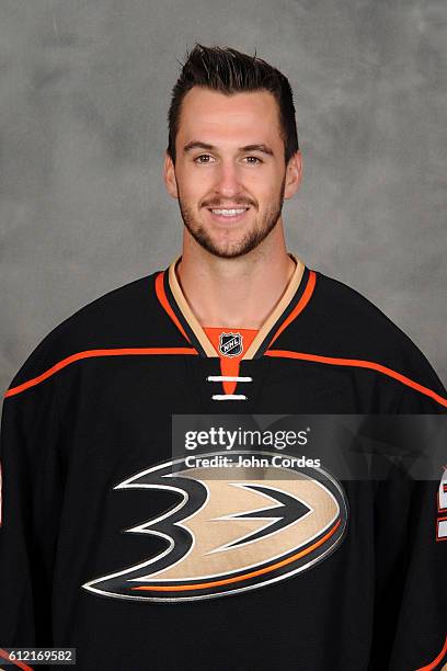 Nicolas Kerdiles of the Anaheim Ducks poses for his official headshot for the 2016-2017 season on September 22, 2016 at Honda Center in Anaheim,...