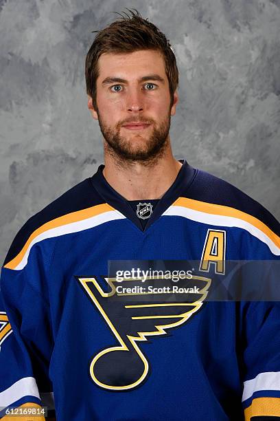 Alex Pietrangelo of the St. Louis Blues poses for his official headshot for the 2015-2016 season on September 17, 2015 in St. Louis, Missouri.