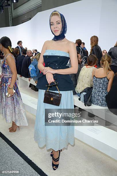 Ulyana Sergeenko attends the Giambattista Valli show as part of the Paris Fashion Week Womenswear Spring/Summer 2017 on October 3, 2016 in Paris,...