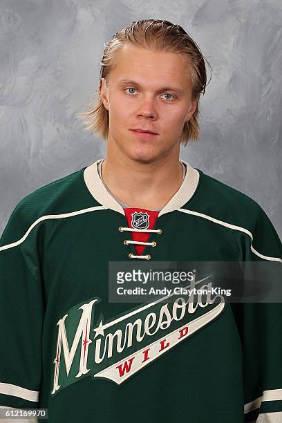 Mikael Granlund of the Minnesota Wild poses for his official headshot for the 2015-2016 season on September 17, 2015 at the Xcel Energy Center in St....
