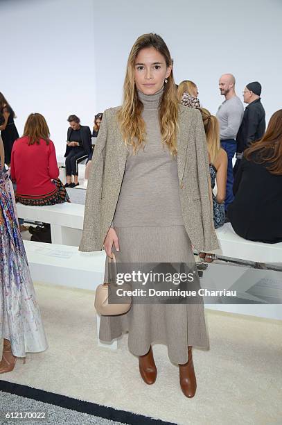 Miroslava Duma attends the Giambattista Valli show as part of the Paris Fashion Week Womenswear Spring/Summer 2017 on October 3, 2016 in Paris,...