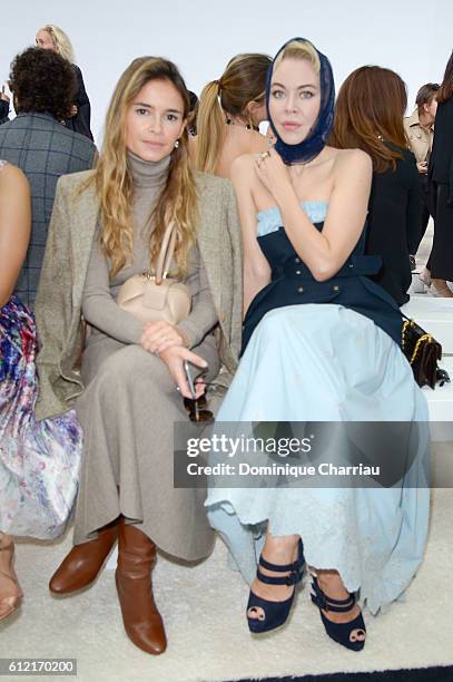 Miroslava Duma and Ulyana Sergeenko attend the Giambattista Valli show as part of the Paris Fashion Week Womenswear Spring/Summer 2017 on October 3,...