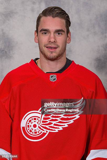 Dominic Turgeon of the Detroit Red Wings has his official NHL head shot taken at Centre Ice Arena on September 22, 2016 in Traverse City, Michigan.