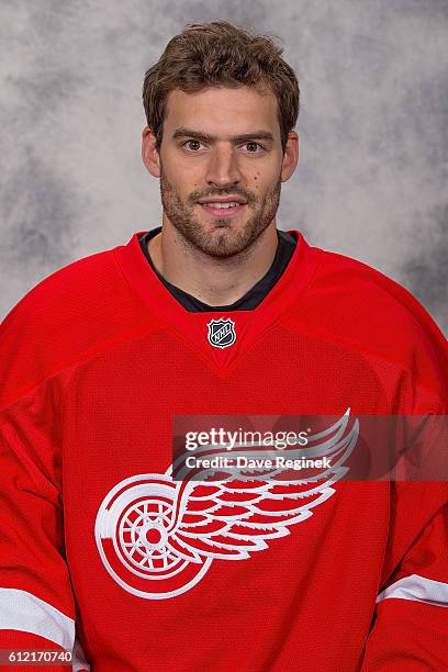 Brian Lashoff of the Detroit Red Wings has his official NHL head shot taken at Centre Ice Arena on September 22, 2016 in Traverse City, Michigan.