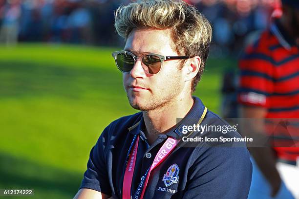 Chaska, MN, USA; One Direction singer Niall Horan watches the matches from near the 17th green during the Day 2 afternoon matches during the 2016...