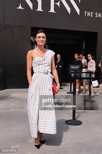 Actress Lyne Renee from PBS MERCY STREET poses for a picture outside of New York Fashion Week: The Shows - Day 7 on September 14, 2016 in New York...