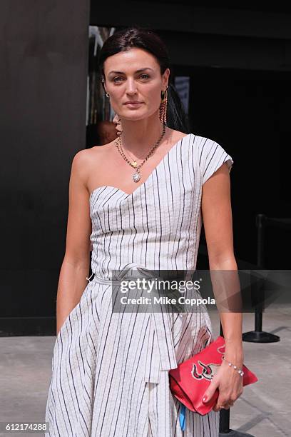 Actress Lyne Renee from PBS MERCY STREET poses for a picture outside of New York Fashion Week: The Shows - Day 7 on September 14, 2016 in New York...