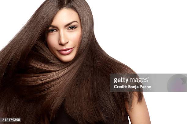 woman with beautiful hair - glattes haar stock-fotos und bilder