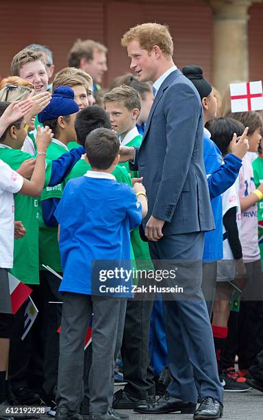 Prince Harry attending the launch of the Rugby World Cup Trophy Tour, 100 Days Before the Rugby World Cup 2015 at Twickenham Stadium in London.