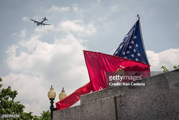 The most diverse array of World War II aircraft ever assemble flyover the National Mall celebrating the 70th anniversary of Victory in Europe, Day,...