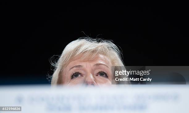 Minister of State at the Department of Energy and Climate Change Andrea Leadsom speaks on the second day of the Conservative Party Conference 2016 at...