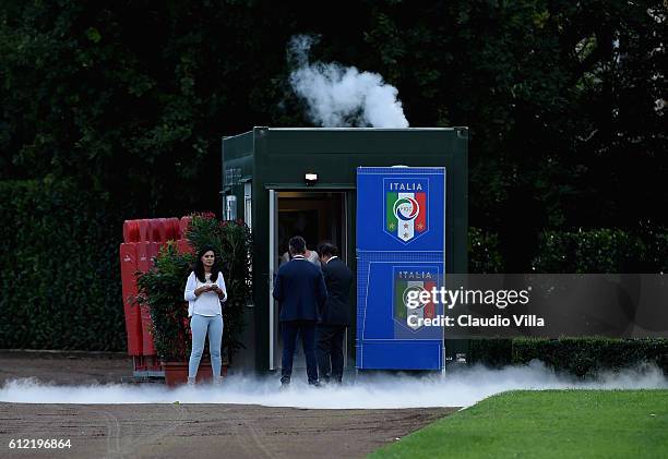 General view of the local to do cryotherapy at Coverciano on October 3, 2016 in Florence, Italy.