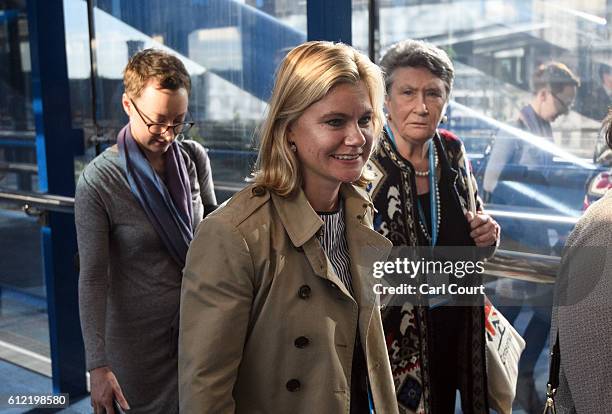 Secretary of State for Education, Justine Greening , walks to the conference centre on the second day of the Conservative Party Conference 2016 at...