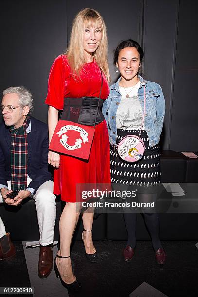 Victoire de Castellane and guest attend the Olympia Le Tan show as part of the Paris Fashion Week Womenswear Spring/Summer 2017 on October 3, 2016 in...