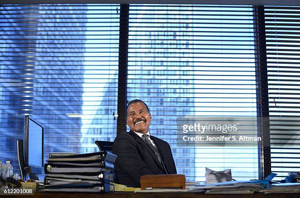 Minutes correspondent Bill Whitaker is photographed for Los Angeles Times on September 21, 2016 in his office at CBS studios in New York City.