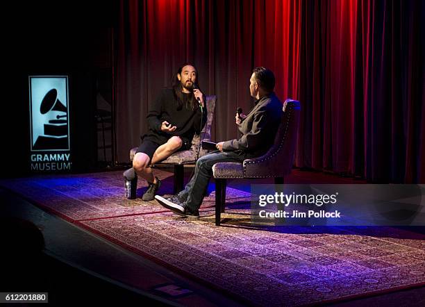 Steve Aoki interviewed by Robin Nixon at The GRAMMY Museum on September 28, 2016 in Los Angeles, California.