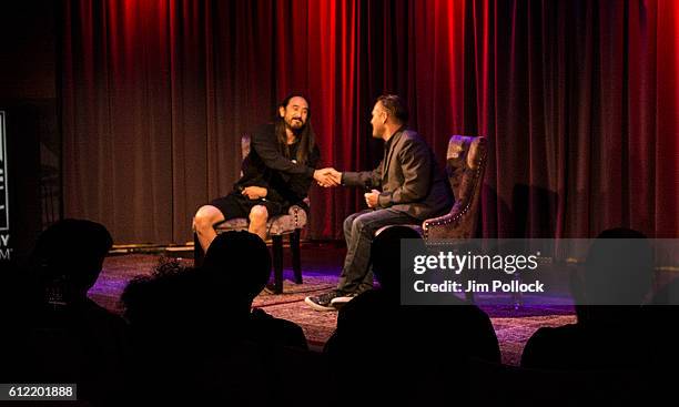 Steve Aoki interviewed by Robin Nixon at The GRAMMY Museum on September 28, 2016 in Los Angeles, California.