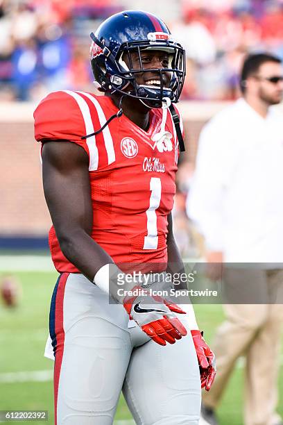 Mississippi Rebels wide receiver A.J. Brown prior to the Ole Miss Rebels 48-28 win over the Memphis Tigers at Vaught-Hemingway Stadium in Oxford,...
