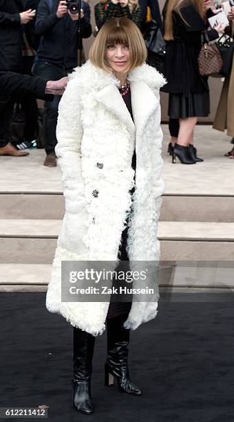 Anna Wintour arriving at the Burberry Prorsum show at the London Collections: Men AW15 in London.