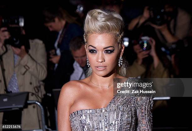 Rita Ora arriving at the GQ Men of the Year Awards at the Royal Opera House in London