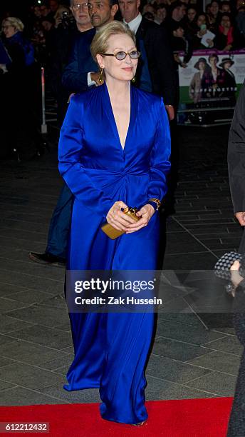 Meryl Streep arriving at the screening of Suffragette at the Odeon Leicester Square in London