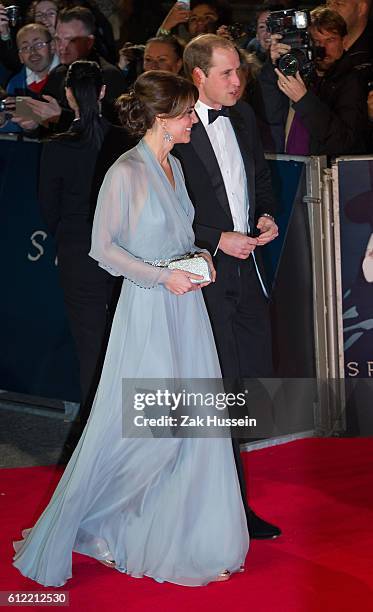Prince William, Duke of Cambridge and Catherine, Duchess of Cambridge arriving at the world premiere of James Bond film Spectre at the Royal Albert...