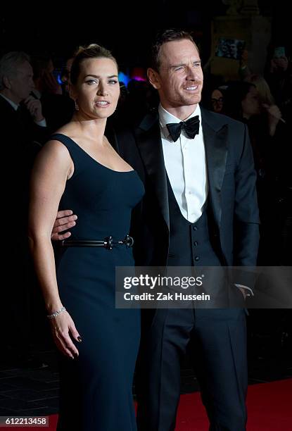 Kate Winslet and Michael Fassbender arriving at the gala screening of Steve Jobs on the closing night of the BFI London Film Festival