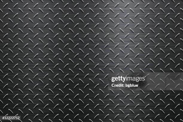 background of metal diamond plate in black color - black steel plate stock illustrations