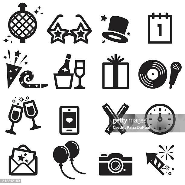 illustrazioni stock, clip art, cartoni animati e icone di tendenza di nuovo anno icone - capodanno