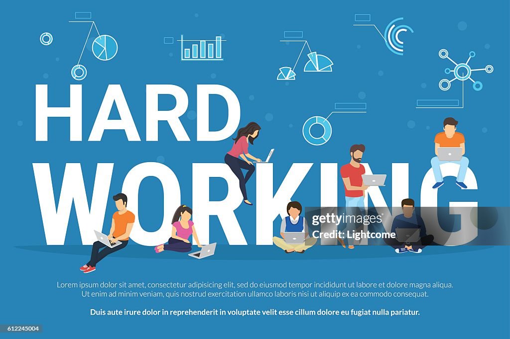 Harding Work Hard Working Concept Illustration High-Res Vector Graphic - Getty Images