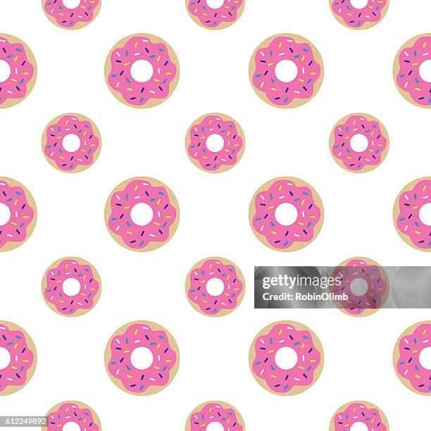 ilustraciones, imágenes clip art, dibujos animados e iconos de stock de donuts patrón sin costuras - donuts