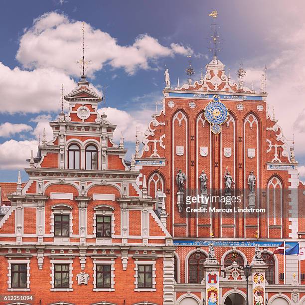 house of the blackheads, riga - riga stock pictures, royalty-free photos & images
