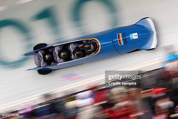 Silber fur GER 1 Andre Lange , Alexander Roediger , Kevin Kuske , Martin Putze Viererbob Four Men Bob Olympische Winterspiele in Vancouver 2010...