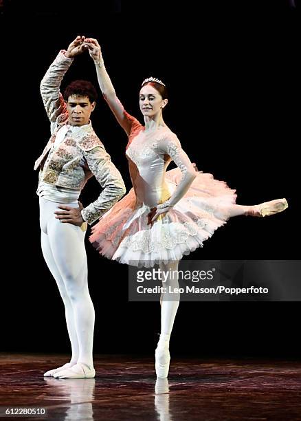 Carlos Acosta and Marianela Nunez perform a scene from Don Quixote-Pas de Deux at the dress reherasal of "Carlos Acosta - The Classical Farewell" at...